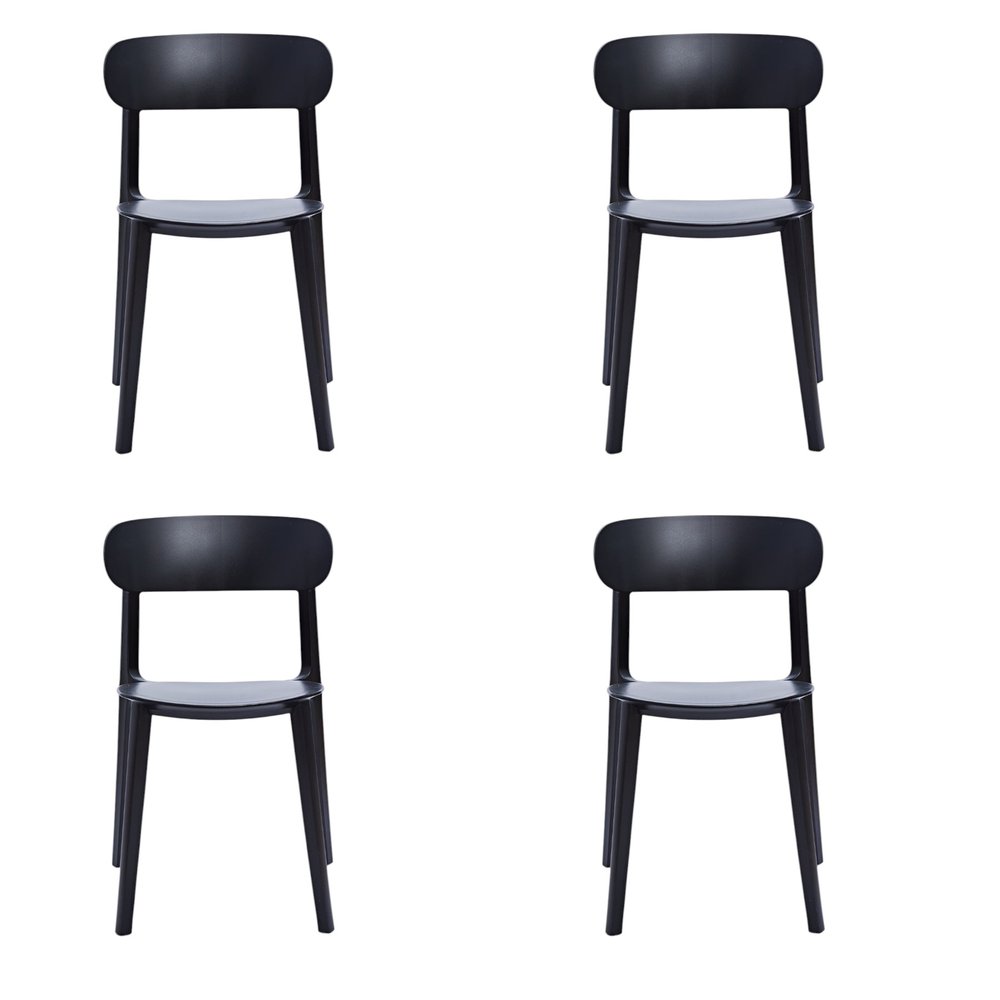 Set of Four Black Heavy Duty Plastic Dining Side Chairs — view 6