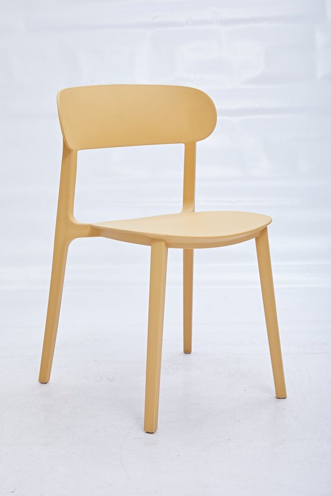 Set of Four Yellow Heavy Duty Plastic Open Back Dining Side Chairs — view 1