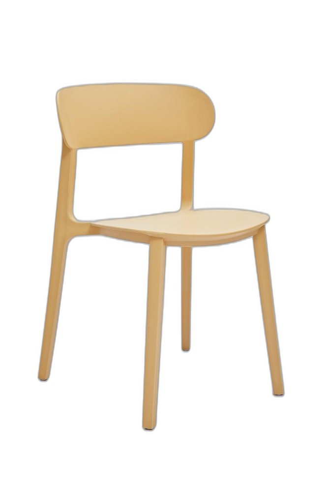 Set of Four Yellow Heavy Duty Plastic Open Back Dining Side Chairs — view 2