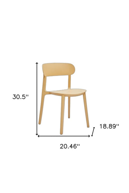 Set of Four Yellow Heavy Duty Plastic Open Back Dining Side Chairs HomeRoots