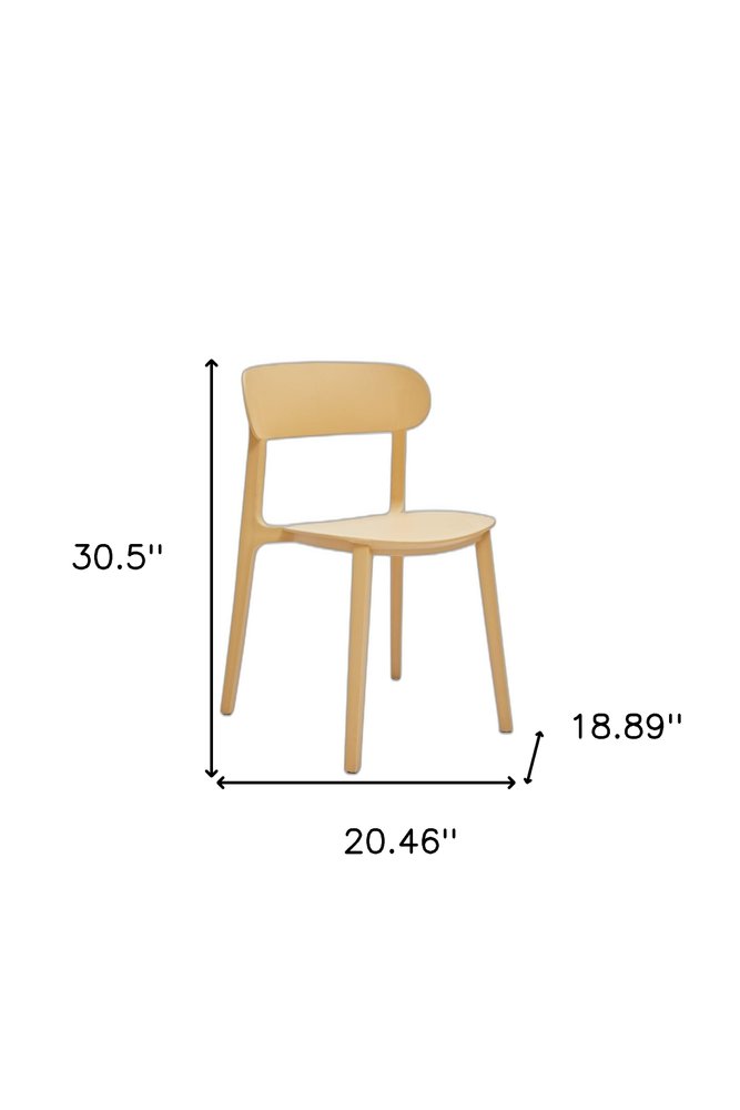 Set of Four Yellow Heavy Duty Plastic Open Back Dining Side Chairs — view 3
