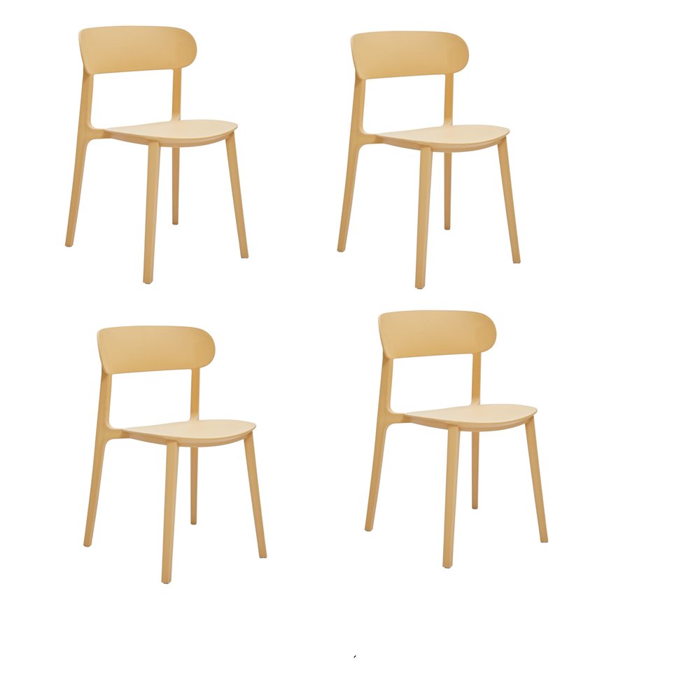 Set of Four Yellow Heavy Duty Plastic Open Back Dining Side Chairs HomeRoots