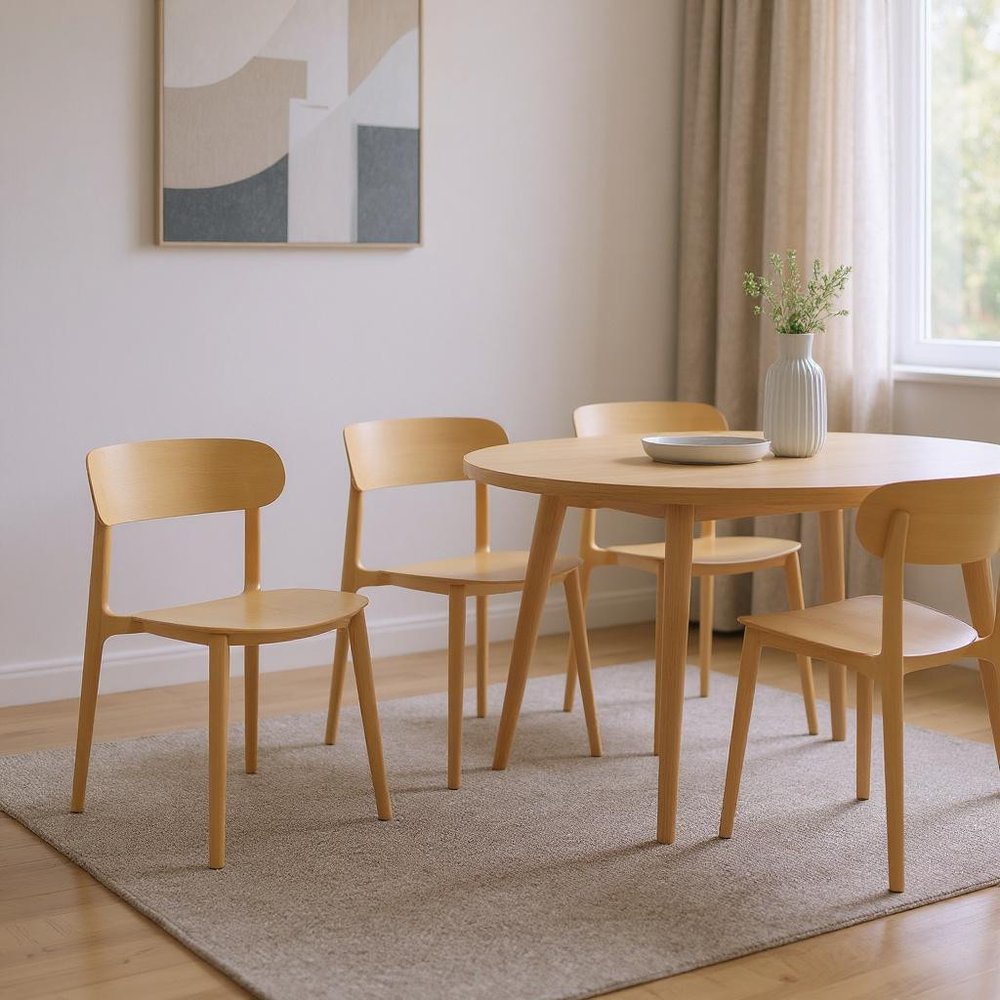 Set of Four Yellow Heavy Duty Plastic Open Back Dining Side Chairs — view 7