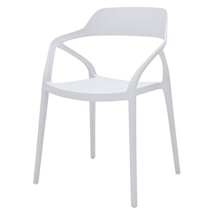 Set of Four White Heavy Duty Plastic Open Back Dining Arm Chairs HomeRoots