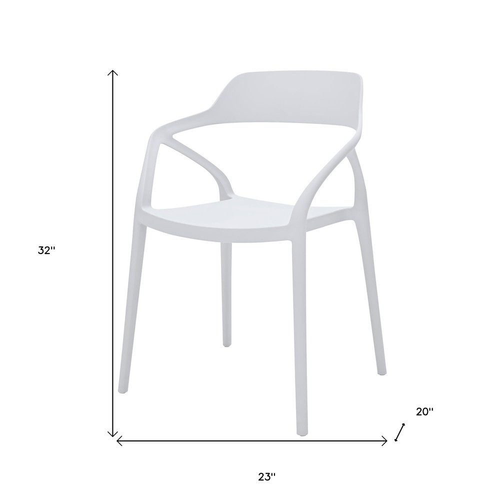 Set of Four White Heavy Duty Plastic Open Back Dining Arm Chairs HomeRoots