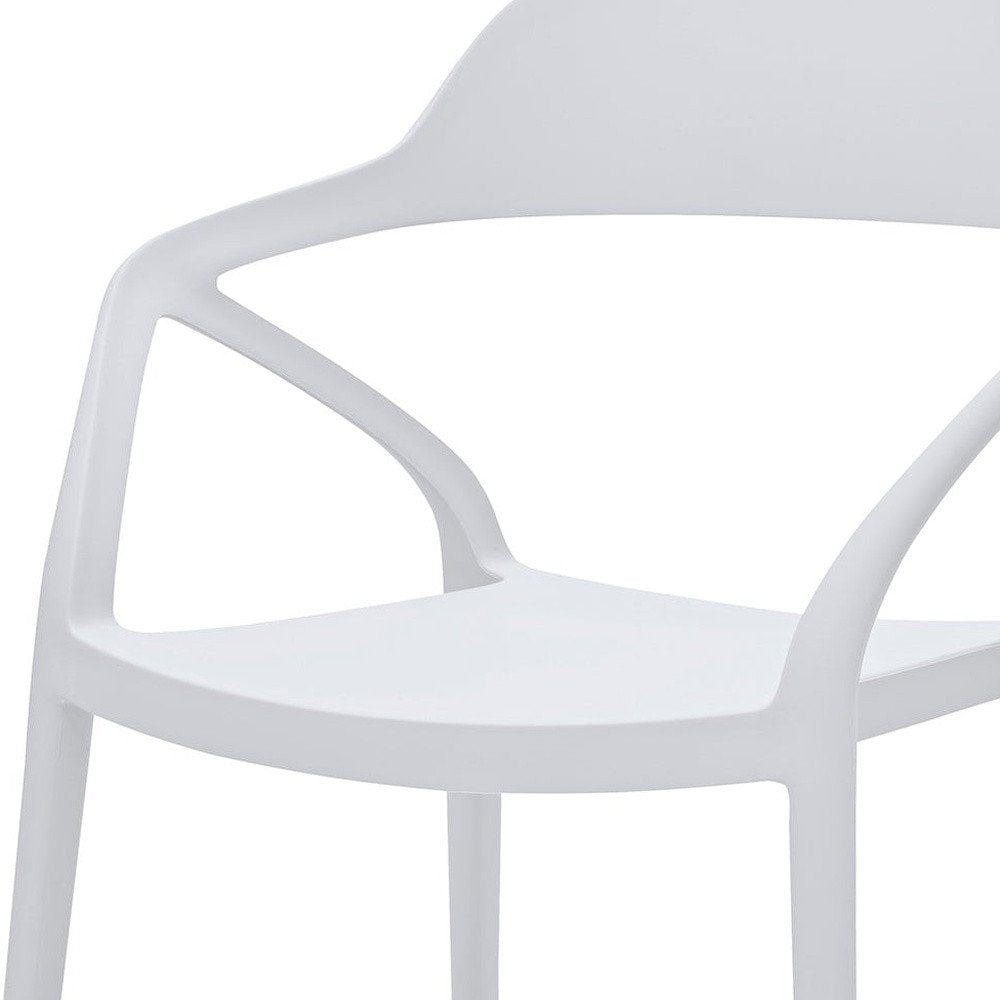 Set of Four White Heavy Duty Plastic Open Back Dining Arm Chairs — view 3