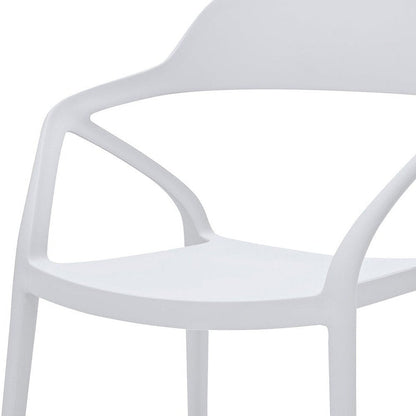 Set of Four White Heavy Duty Plastic Open Back Dining Arm Chairs HomeRoots