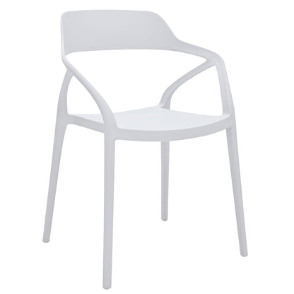 Set of Four White Heavy Duty Plastic Open Back Dining Arm Chairs HomeRoots