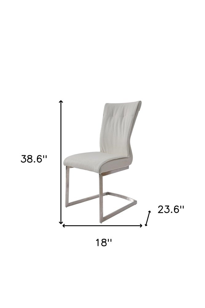 Set of Two Gray And Silver Faux Leather And Stainless Steel Dining Side Chairs — view 15