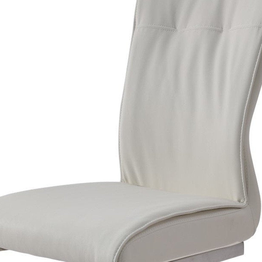 Set of Two Gray And Silver Faux Leather And Stainless Steel Dining Side Chairs HomeRoots