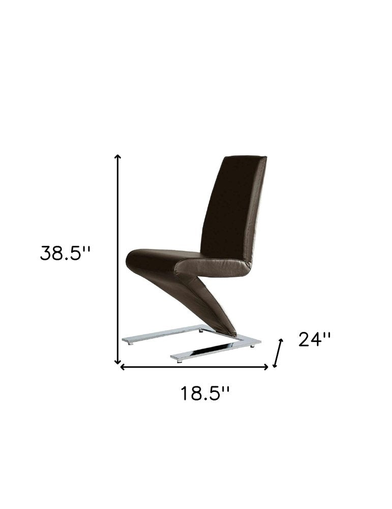 Set of Two Black And Silver Faux Leather And Metal Dining Side Chairs — view 2