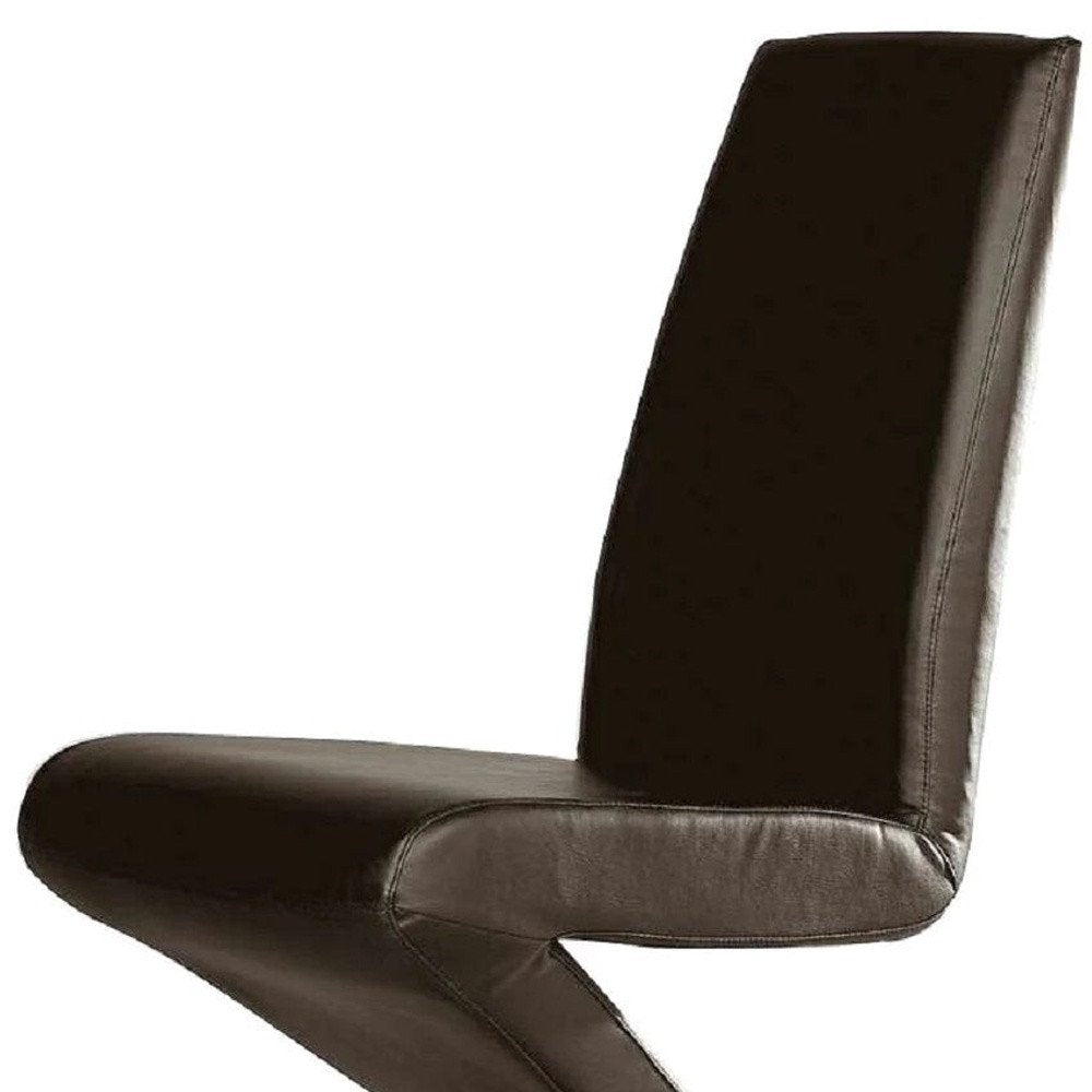 Set of Two Black And Silver Faux Leather And Metal Dining Side Chairs HomeRoots