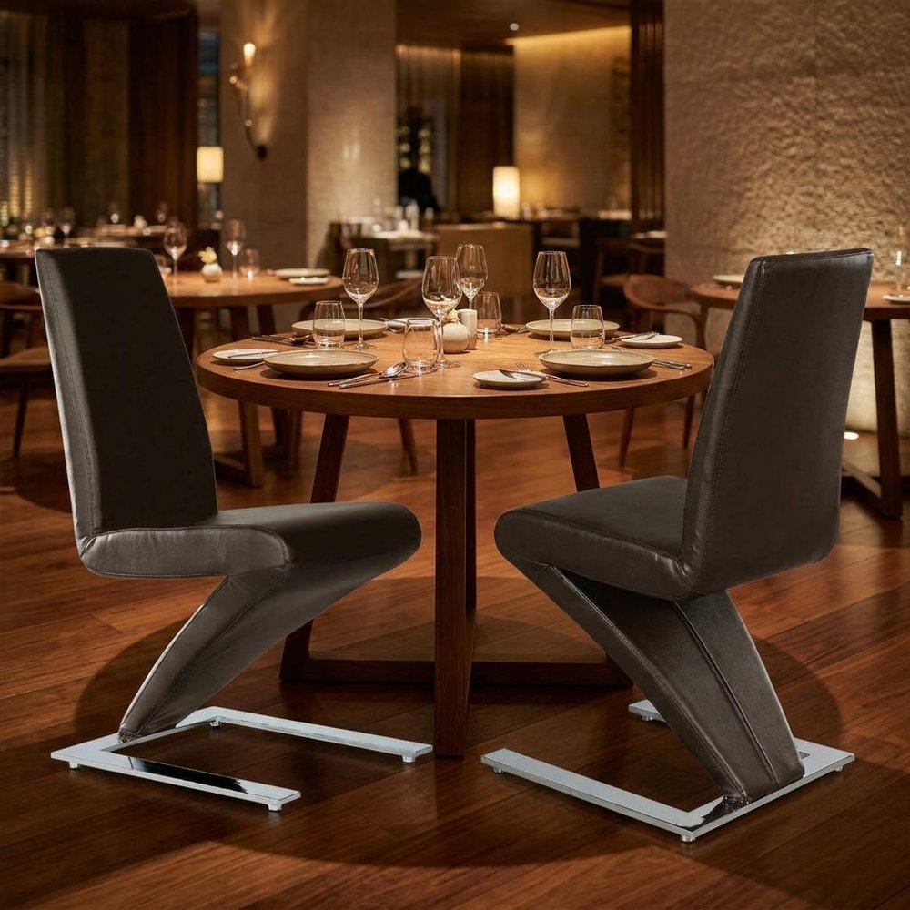 Set of Two Black And Silver Faux Leather And Metal Dining Side Chairs HomeRoots