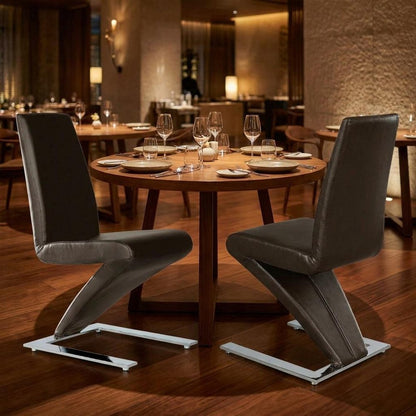 Set of Two Black And Silver Faux Leather And Metal Dining Side Chairs HomeRoots