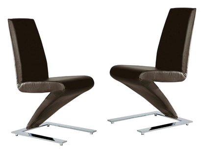 Set of Two Black And Silver Faux Leather And Metal Dining Side Chairs HomeRoots