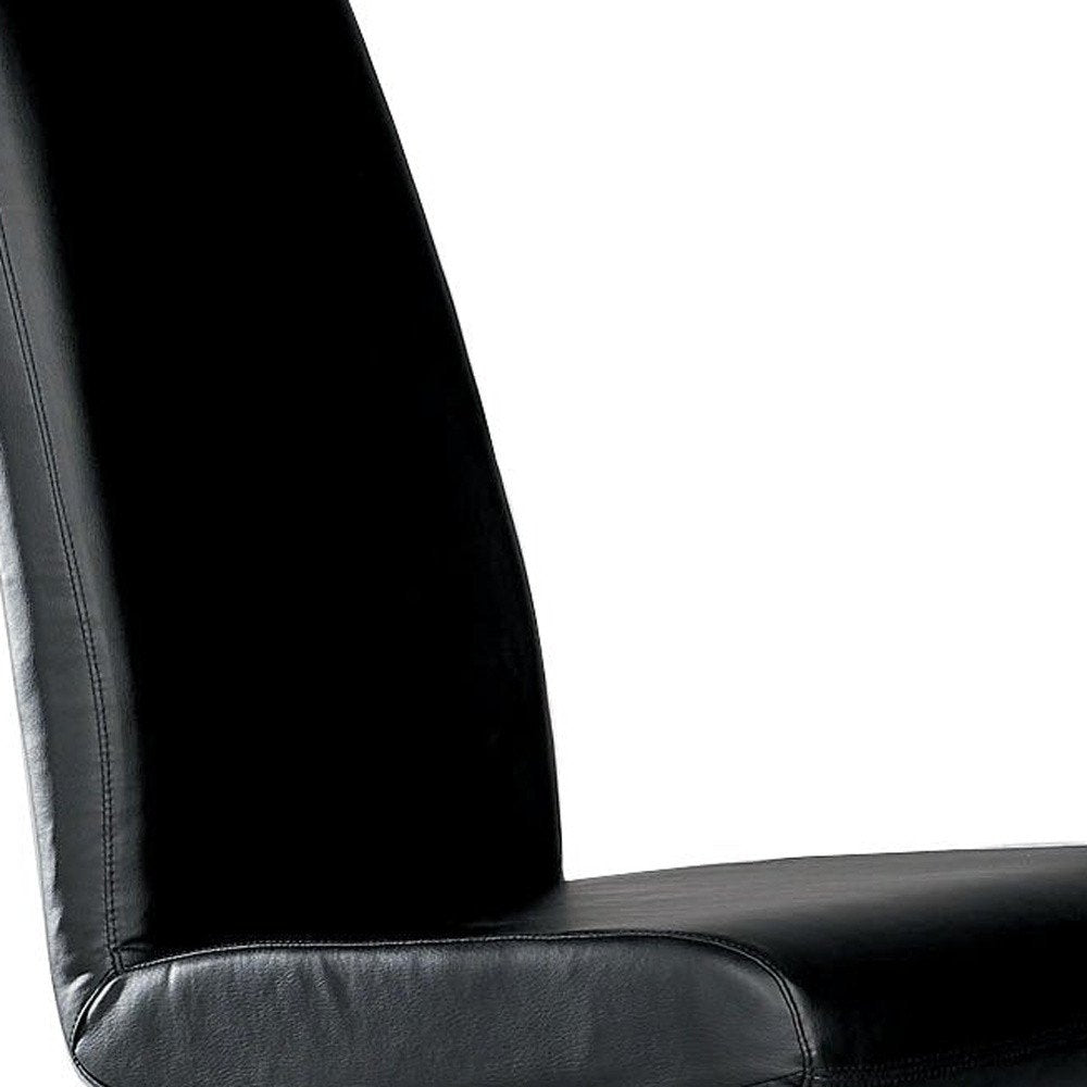 Set of Two Black And Silver Faux Leather And Metal Dining Side Chairs — view 9