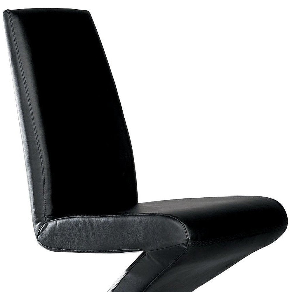 Set of Two Black And Silver Faux Leather And Metal Dining Side Chairs — view 10