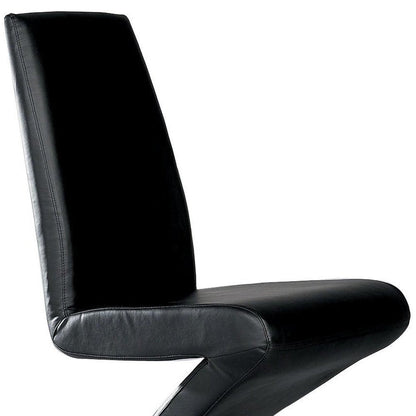 Set of Two Black And Silver Faux Leather And Metal Dining Side Chairs HomeRoots