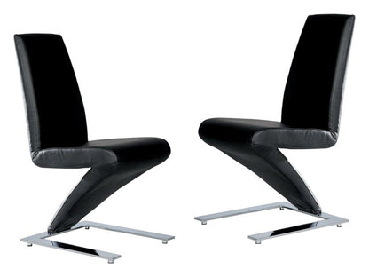 Set of Two Black And Silver Faux Leather And Metal Dining Side Chairs HomeRoots