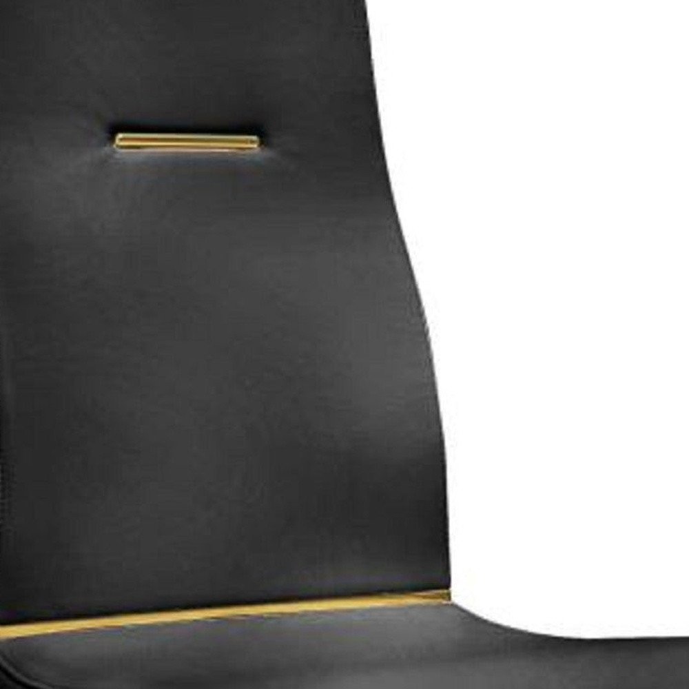 Set of Two Black And Gold Faux Leather And Stainless Steel Dining Side Chairs HomeRoots