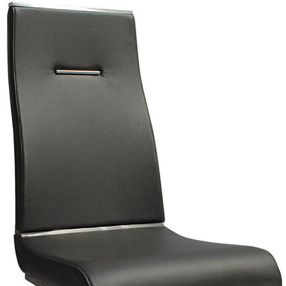 Set of Two Black And Silver Faux Leather And Stainless Steel Dining Side Chairs HomeRoots