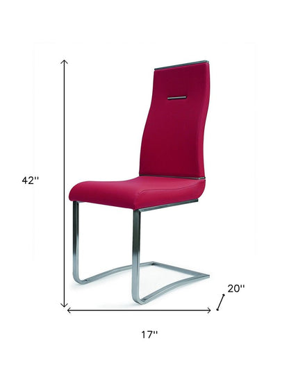 Set of Two Black And Silver Faux Leather And Stainless Steel Dining Side Chairs HomeRoots