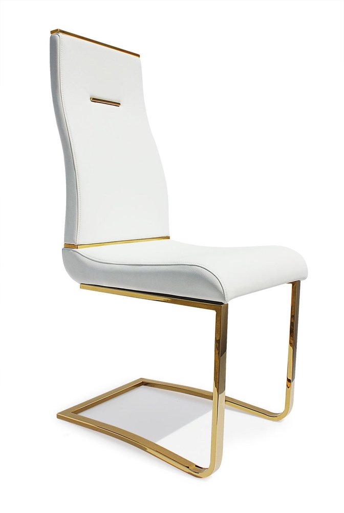 Set of Two Black And Gold Faux Leather And Stainless Steel Dining Side Chairs HomeRoots