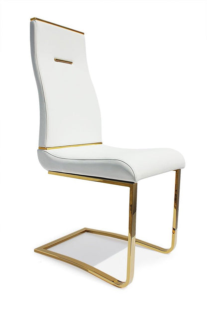 Set of Two Black And Gold Faux Leather And Stainless Steel Dining Side Chairs HomeRoots