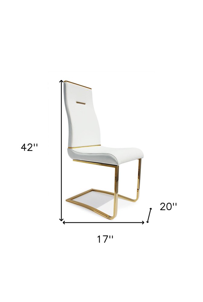 Set of Two Black And Gold Faux Leather And Stainless Steel Dining Side Chairs HomeRoots