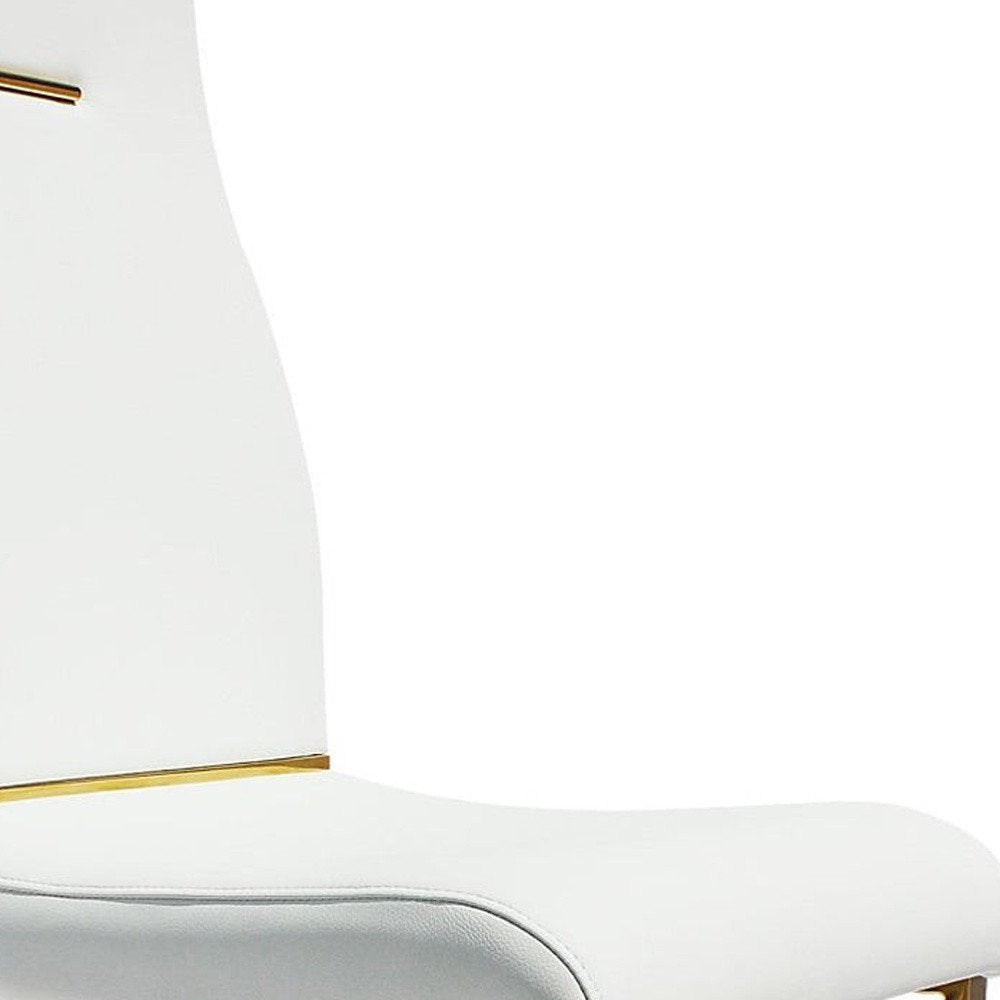 Set of Two Black And Gold Faux Leather And Stainless Steel Dining Side Chairs — view 9