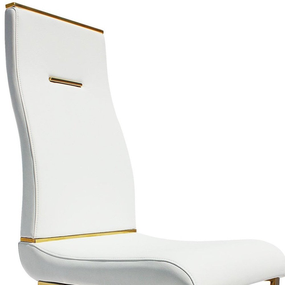 Set of Two Black And Gold Faux Leather And Stainless Steel Dining Side Chairs — view 10