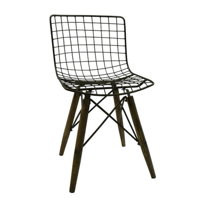 Set of Two Gray And Brown Metal Open Back Dining Side Chairs HomeRoots