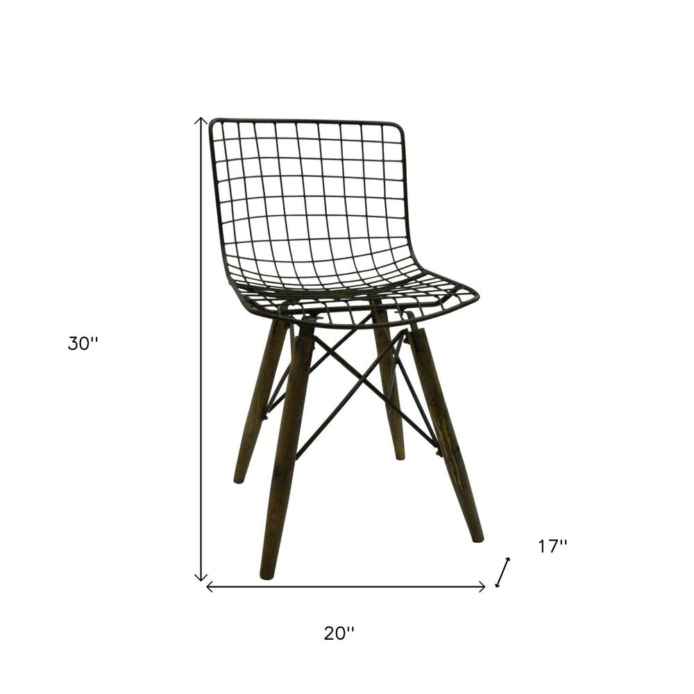 Set of Two Gray And Brown Metal Open Back Dining Side Chairs HomeRoots