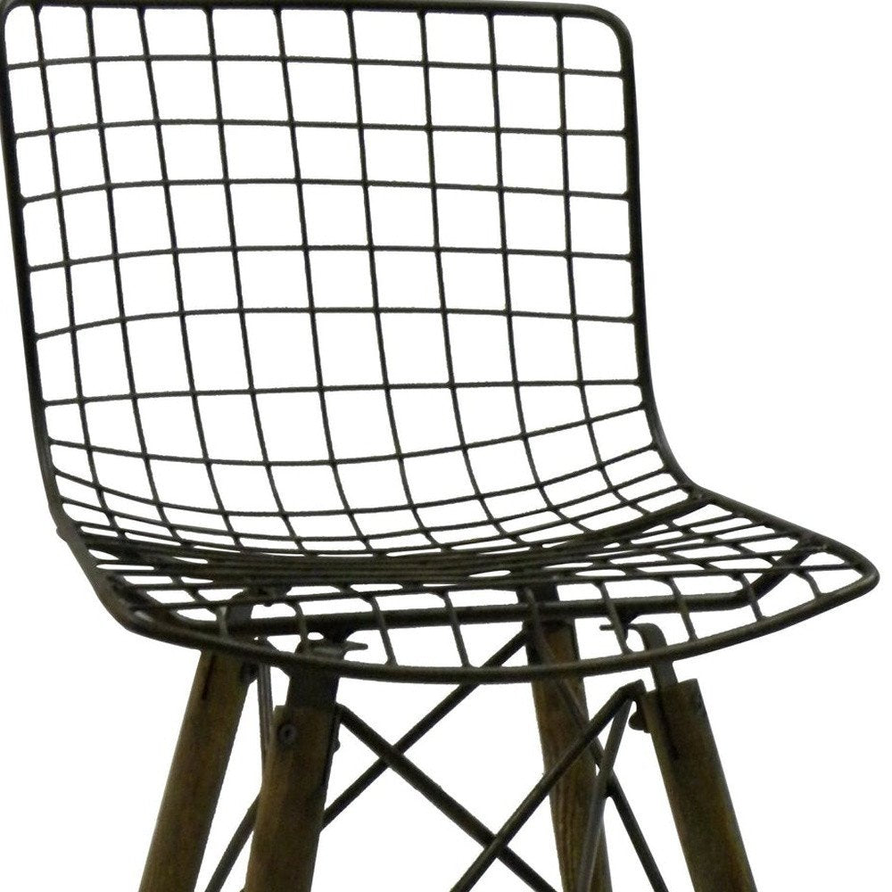 Set of Two Gray And Brown Metal Open Back Dining Side Chairs HomeRoots