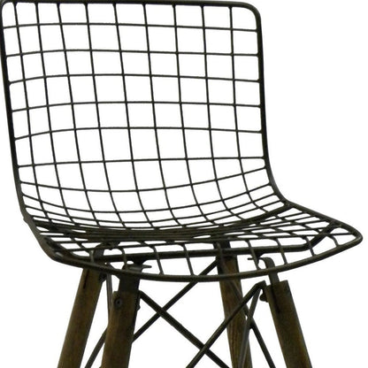 Set of Two Gray And Brown Metal Open Back Dining Side Chairs HomeRoots