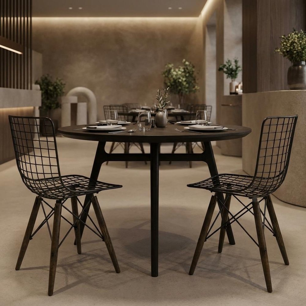 Set of Two Gray And Brown Metal Open Back Dining Side Chairs — view 8