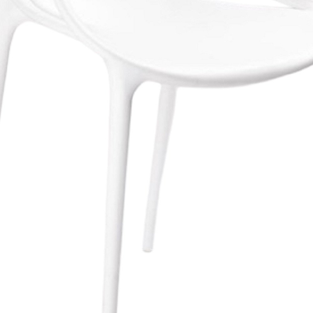 Set of Four White Heavy Duty Plastic Open Back Dining Arm Chairs — view 4