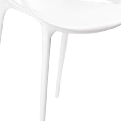 Set of Four White Heavy Duty Plastic Open Back Dining Arm Chairs HomeRoots