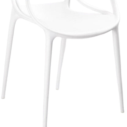 Set of Four White Heavy Duty Plastic Open Back Dining Arm Chairs HomeRoots