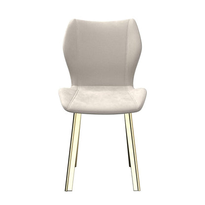 Set of Four Cream And Gold Fabric And Velvet And Metal Dining Side Chairs HomeRoots