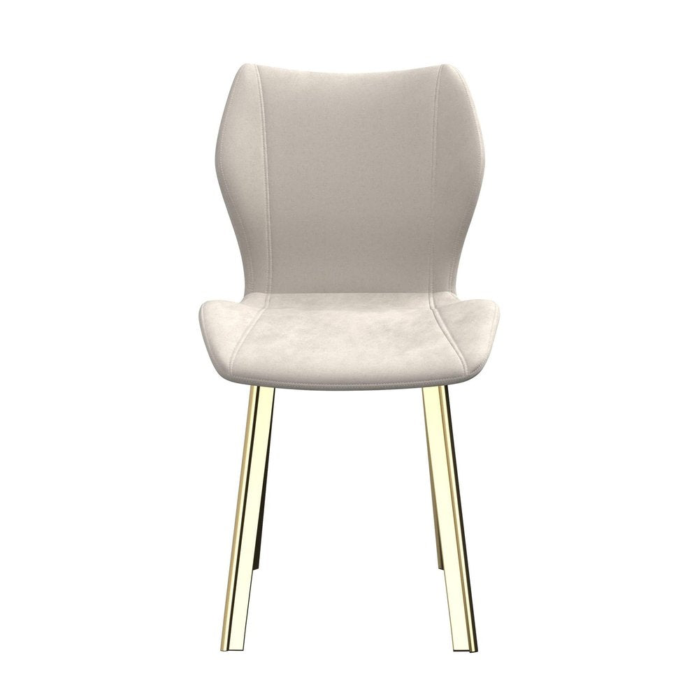 Set of Four Cream And Gold Fabric And Velvet And Metal Dining Side Chairs — view 3