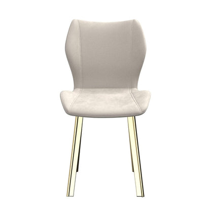 Set of Four Cream And Gold Fabric And Velvet And Metal Dining Side Chairs HomeRoots