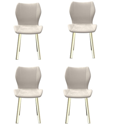 Set of Four Cream And Gold Fabric And Velvet And Metal Dining Side Chairs HomeRoots