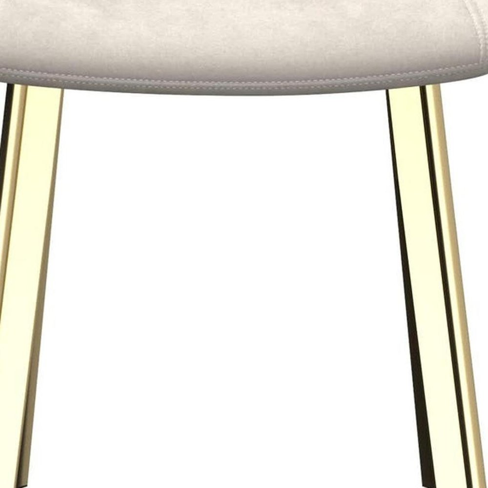 Set of Four Cream And Gold Fabric And Velvet And Metal Dining Side Chairs — view 5