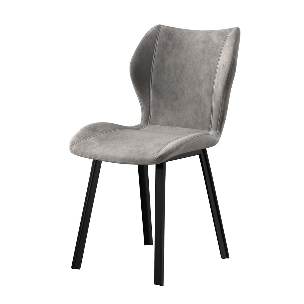 Set of Four Gray And Black Fabric And Velvet And Metal Dining Side Chairs — view 1