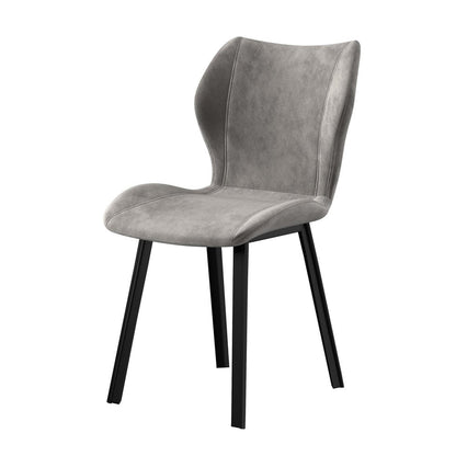 Set of Four Gray And Black Fabric And Velvet And Metal Dining Side Chairs HomeRoots