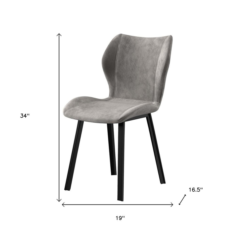 Set of Four Gray And Black Fabric And Velvet And Metal Dining Side Chairs — view 6