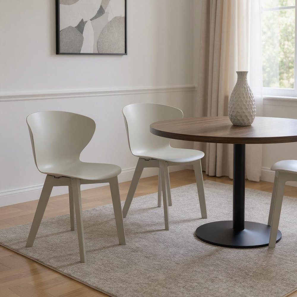 Set of Four White Heavy Duty Plastic Dining Side Chairs HomeRoots