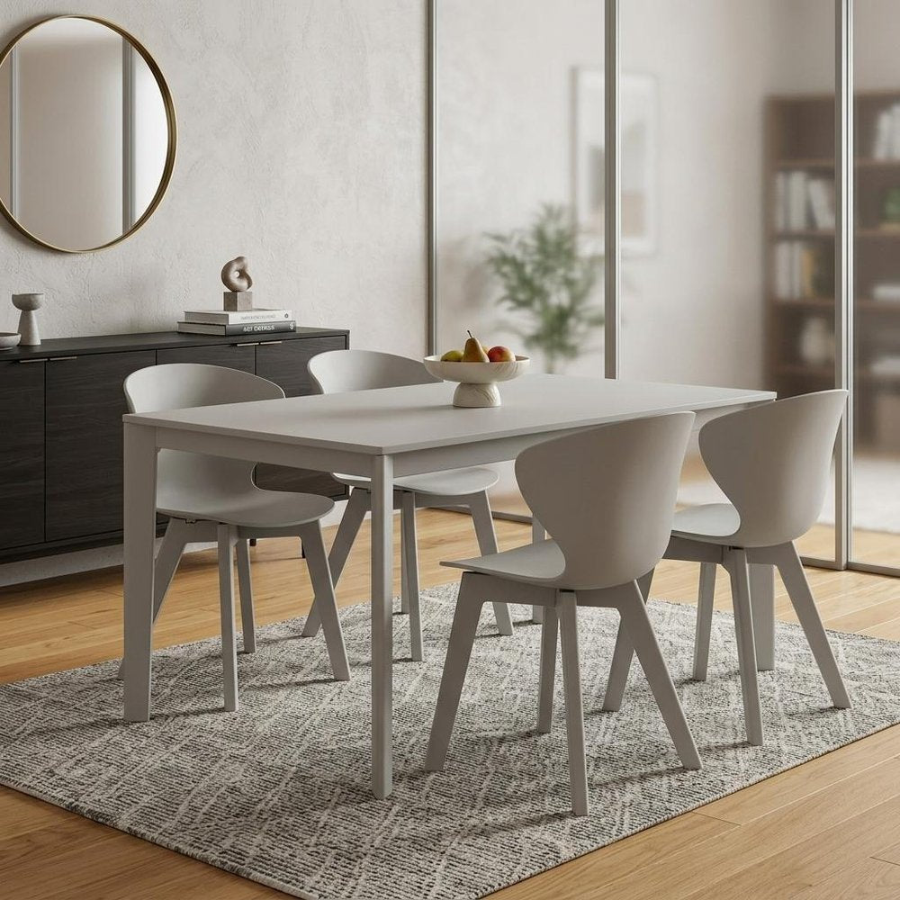 Set of Four White Heavy Duty Plastic Dining Side Chairs HomeRoots