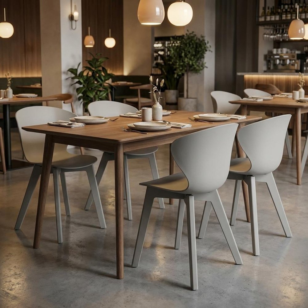 Set of Four White Heavy Duty Plastic Dining Side Chairs HomeRoots